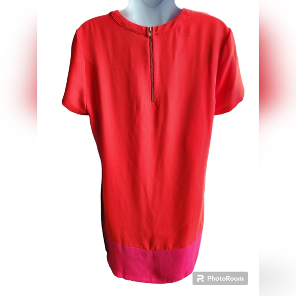 Adrienne Vittadini Red Pink Color Block Sheath Dress Size 8 - Picture 3 of 3
